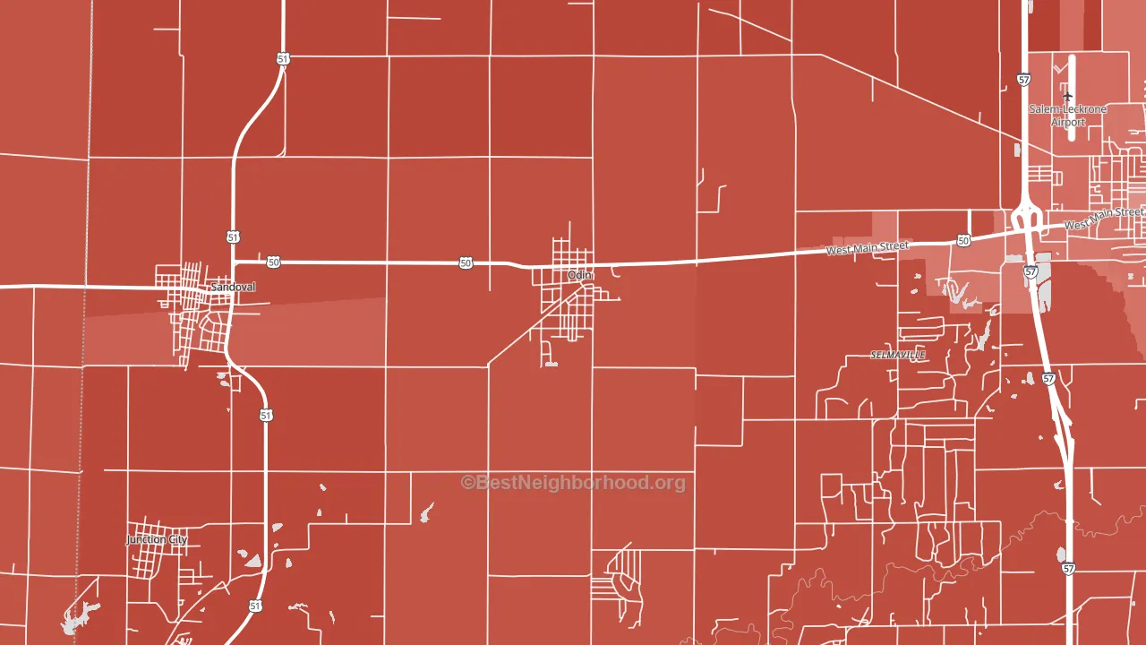 Odin, IL block-group political-lean map