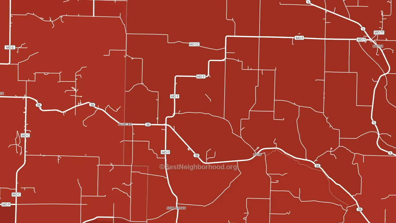 Odin, MO block-group political-lean map