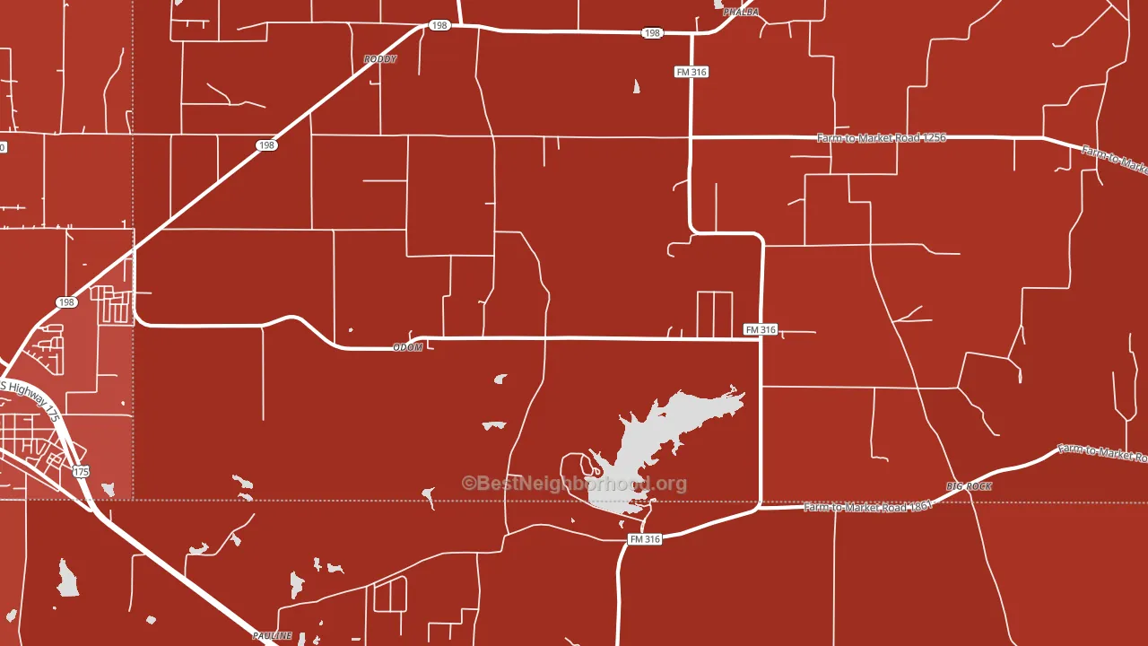 Odom, TX block-group political-lean map