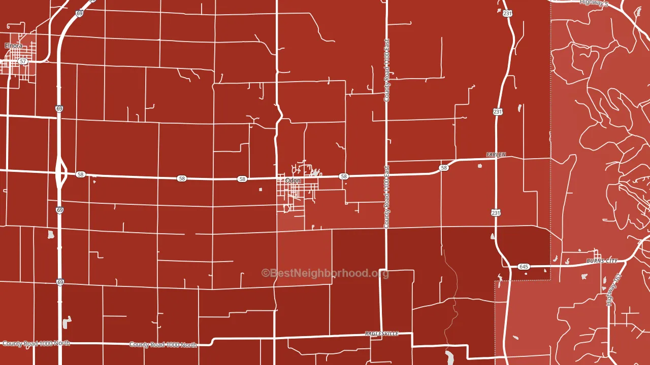 Odon, IN block-group political-lean map