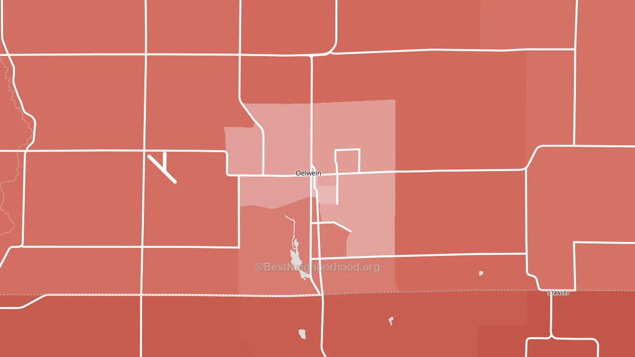 Oelwein, IA block-group political-lean map