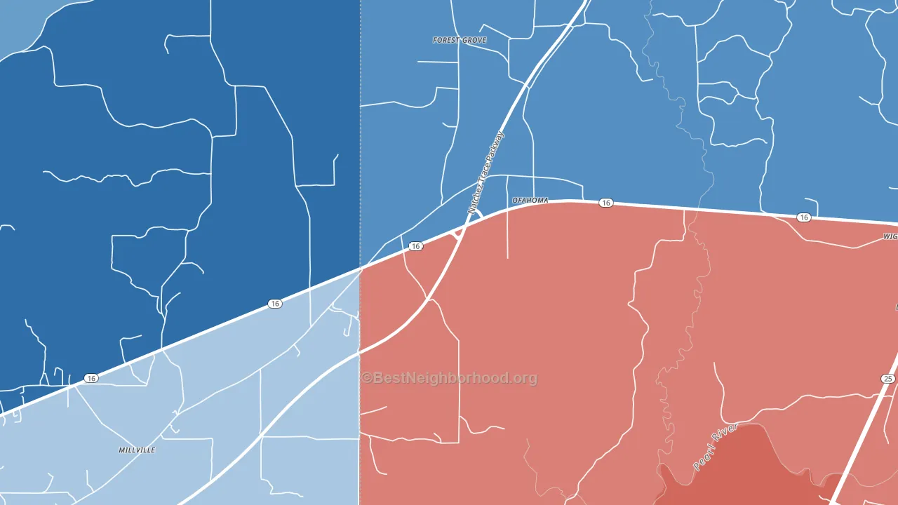 Ofahoma, MS block-group political-lean map