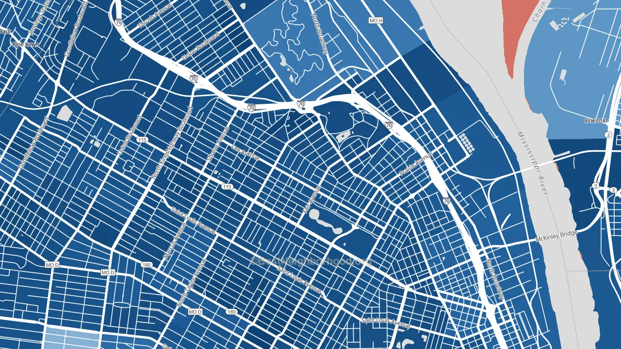 O'Fallon, St. Louis, MO block-group political-lean map
