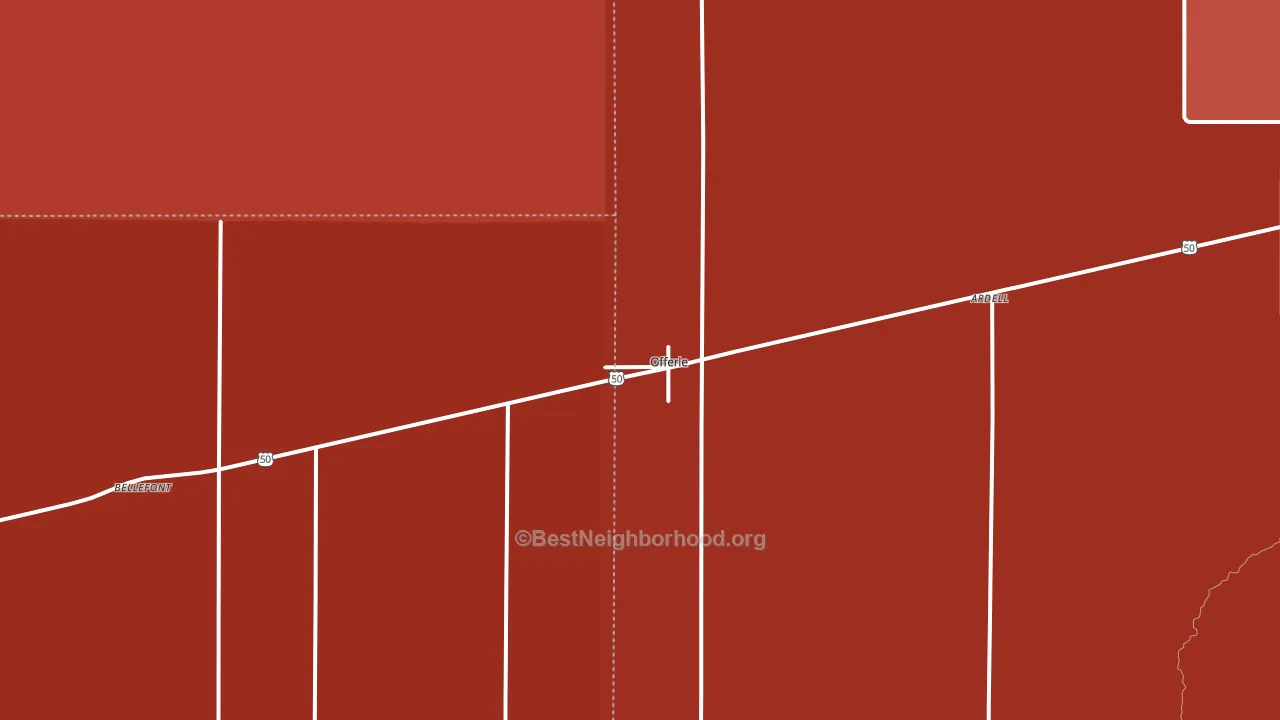 Offerle, KS block-group political-lean map