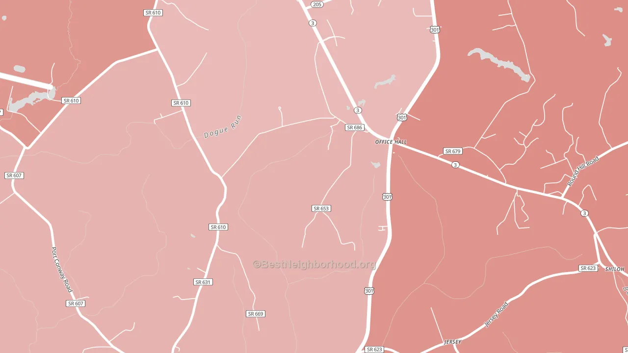 Office Hall, VA block-group political-lean map