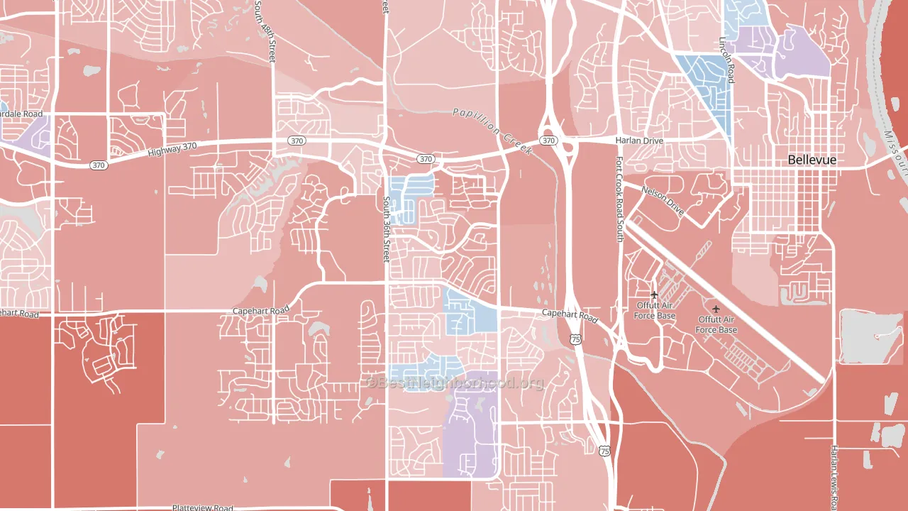 Offutt AFB, NE block-group political-lean map