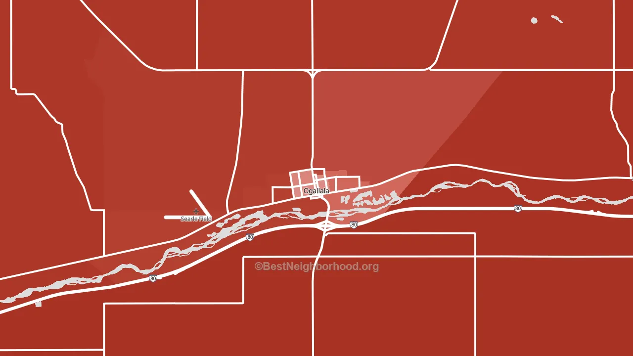 Ogallala, NE block-group political-lean map
