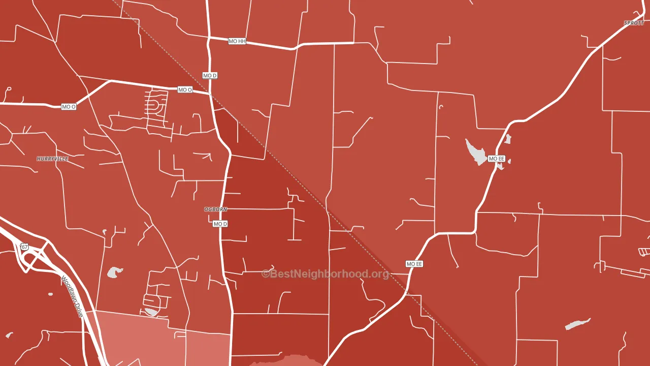 Ogborn, MO block-group political-lean map