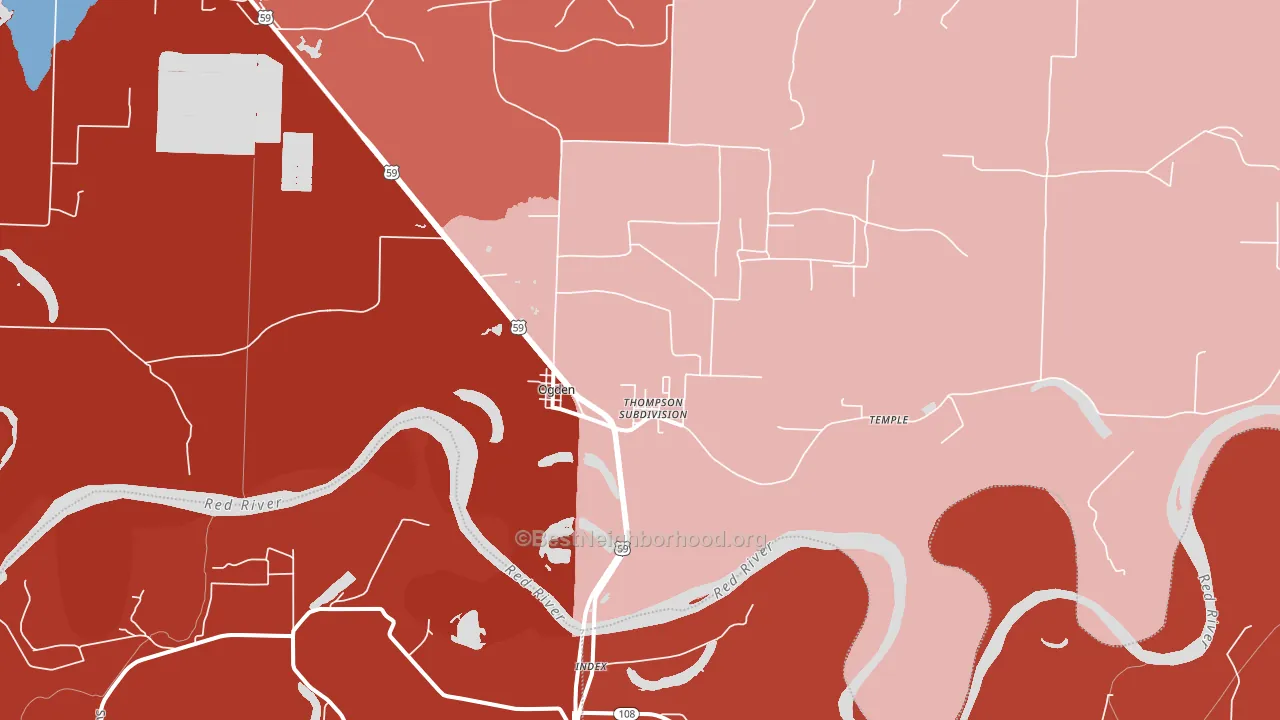 Ogden, AR block-group political-lean map