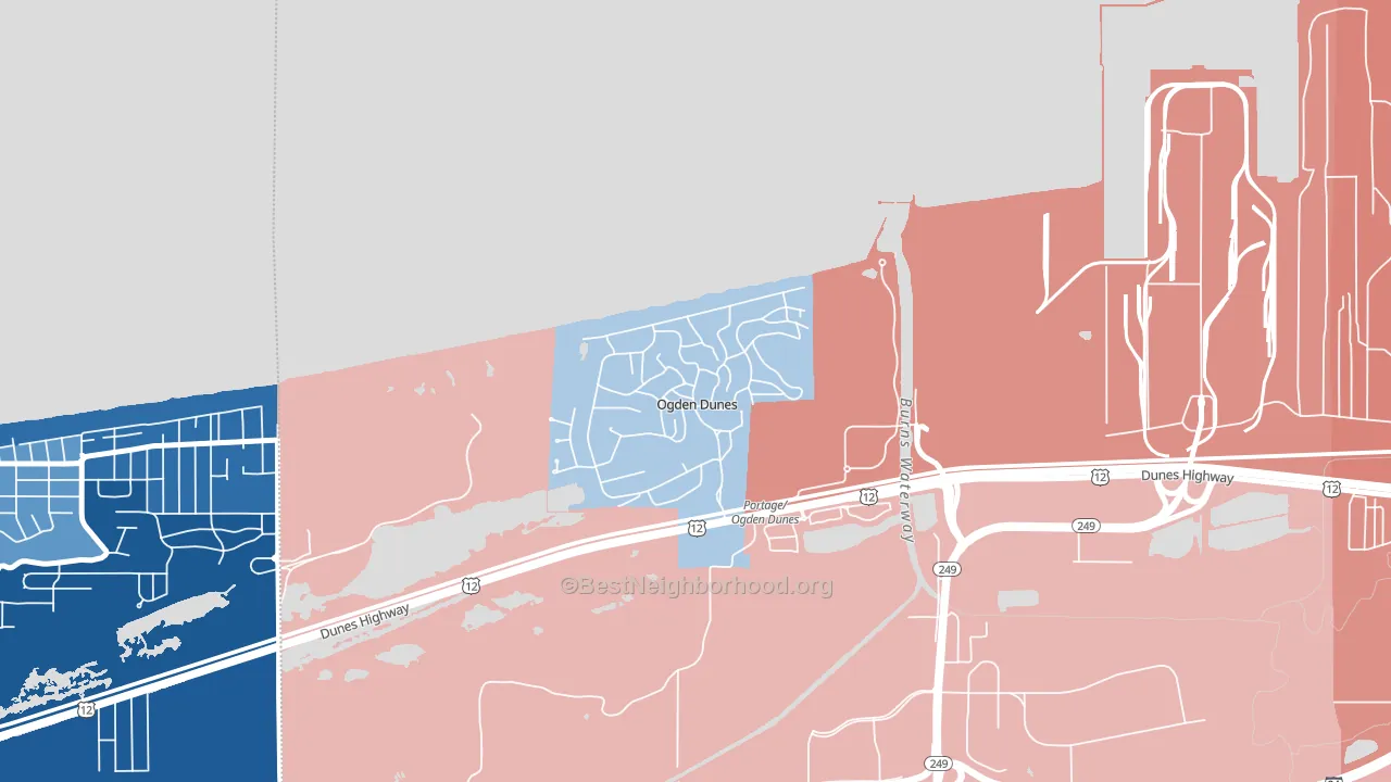 Ogden Dunes, IN block-group political-lean map