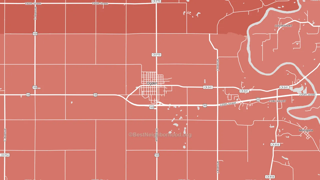 Ogden, IA block-group political-lean map