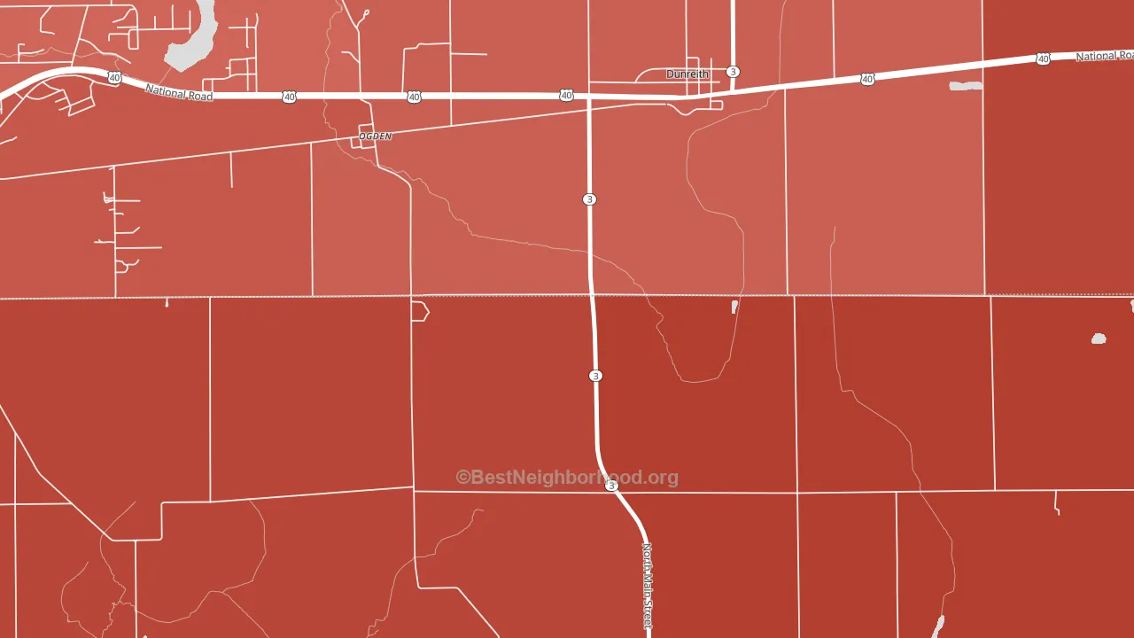 Ogden, IN block-group political-lean map