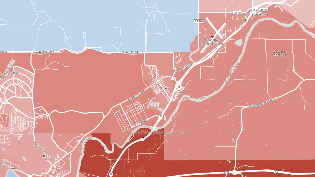 Ogden, KS block-group political-lean map