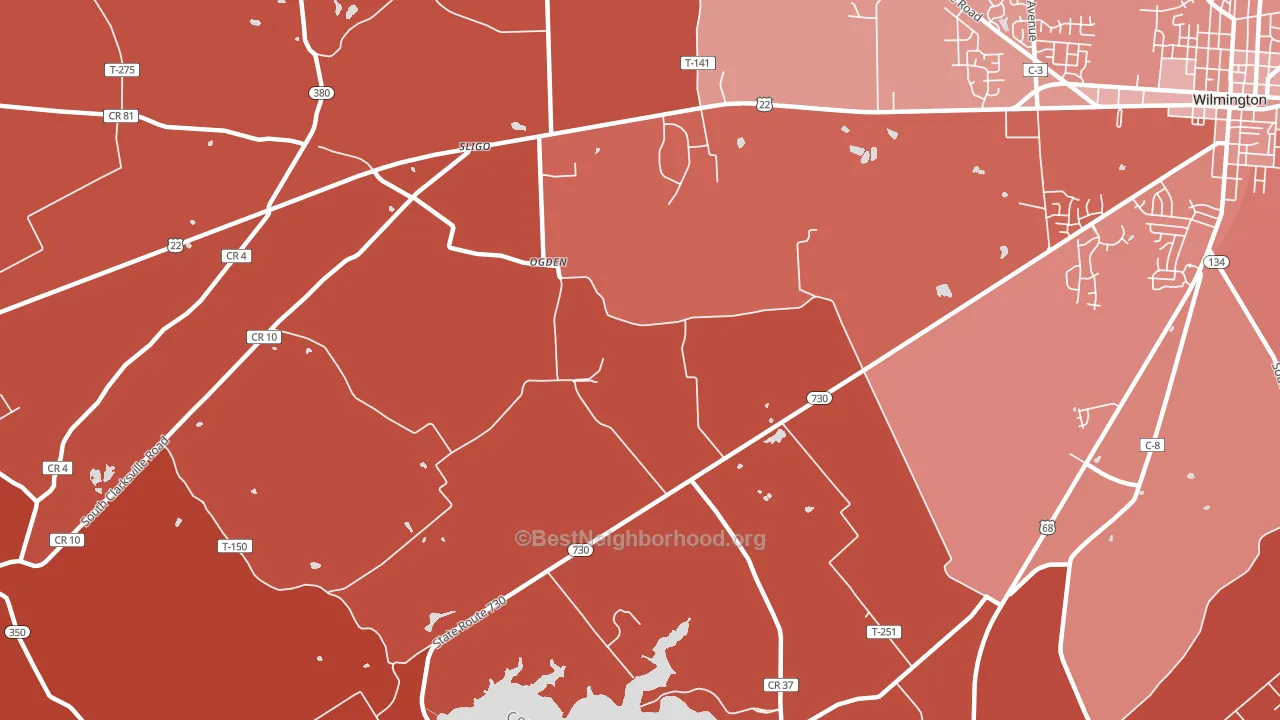 Ogden, OH block-group political-lean map