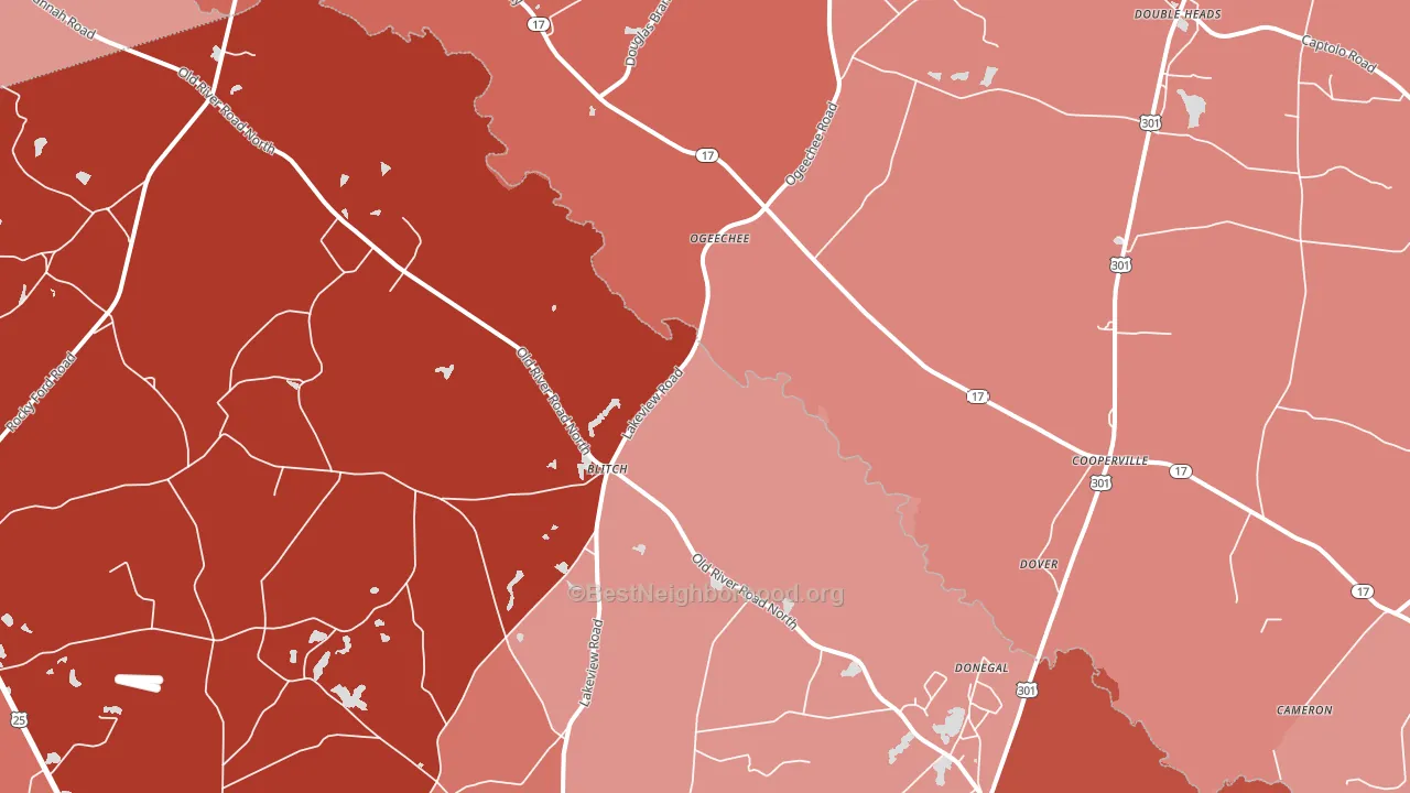 Ogeechee, GA block-group political-lean map