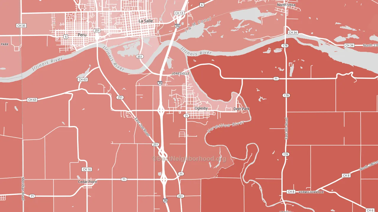 Oglesby, IL block-group political-lean map