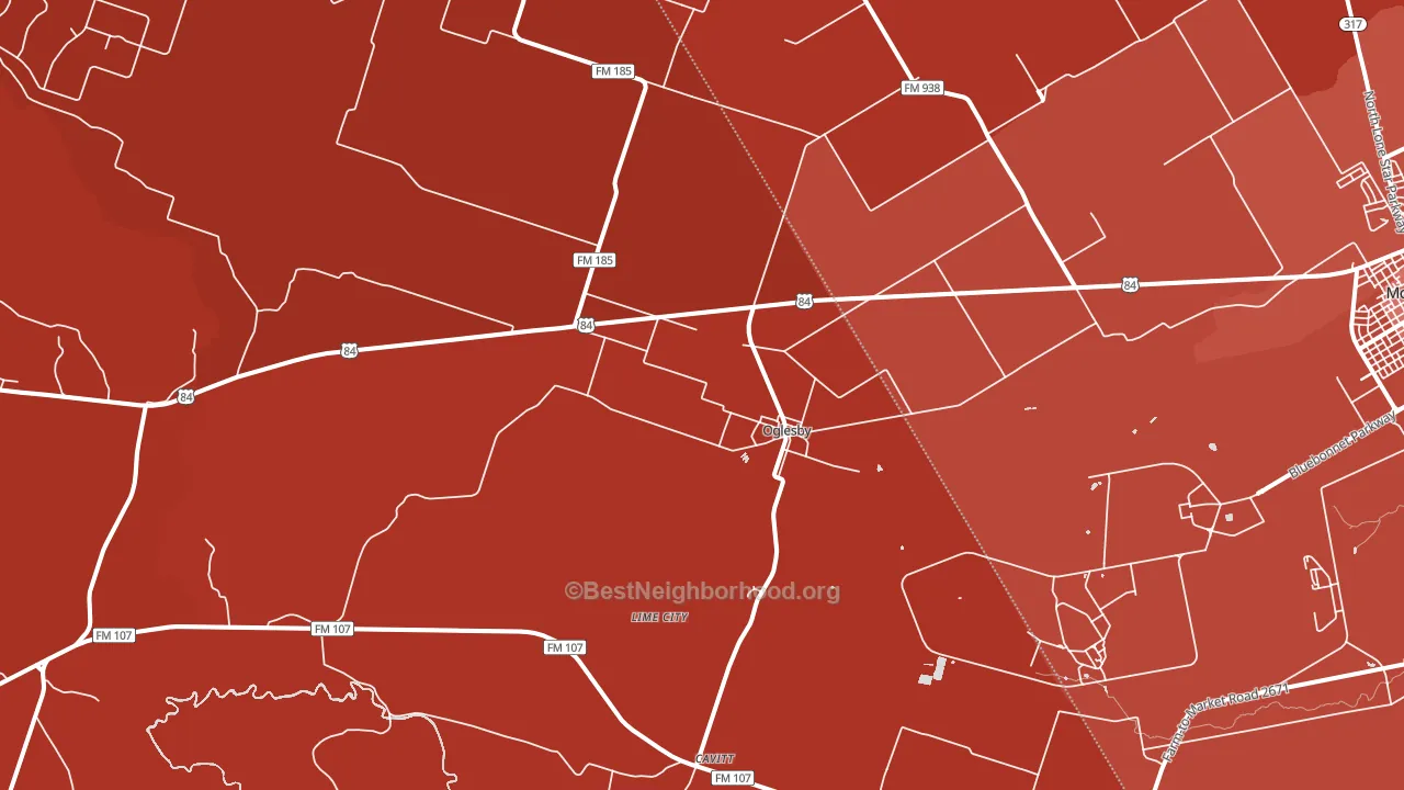 Oglesby, TX block-group political-lean map