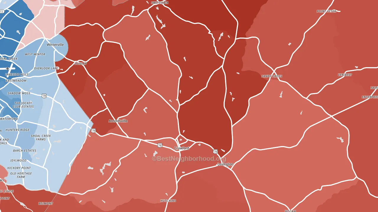 Oglethorpe County, GA block-group political-lean map