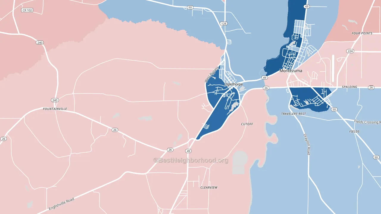 Oglethorpe, GA block-group political-lean map