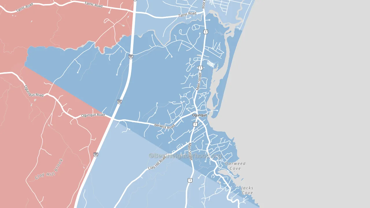 Ogunquit, ME block-group political-lean map