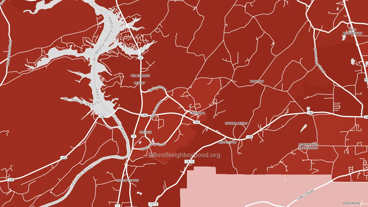 Ohatchee, AL block-group political-lean map