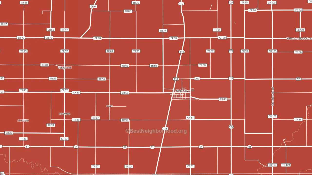 Ohio City, OH block-group political-lean map