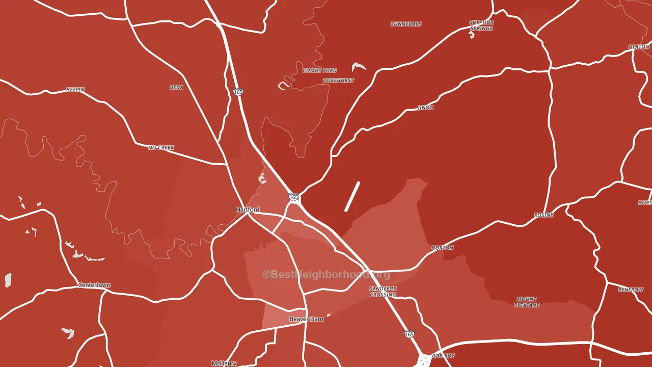 Ohio County, KY block-group political-lean map
