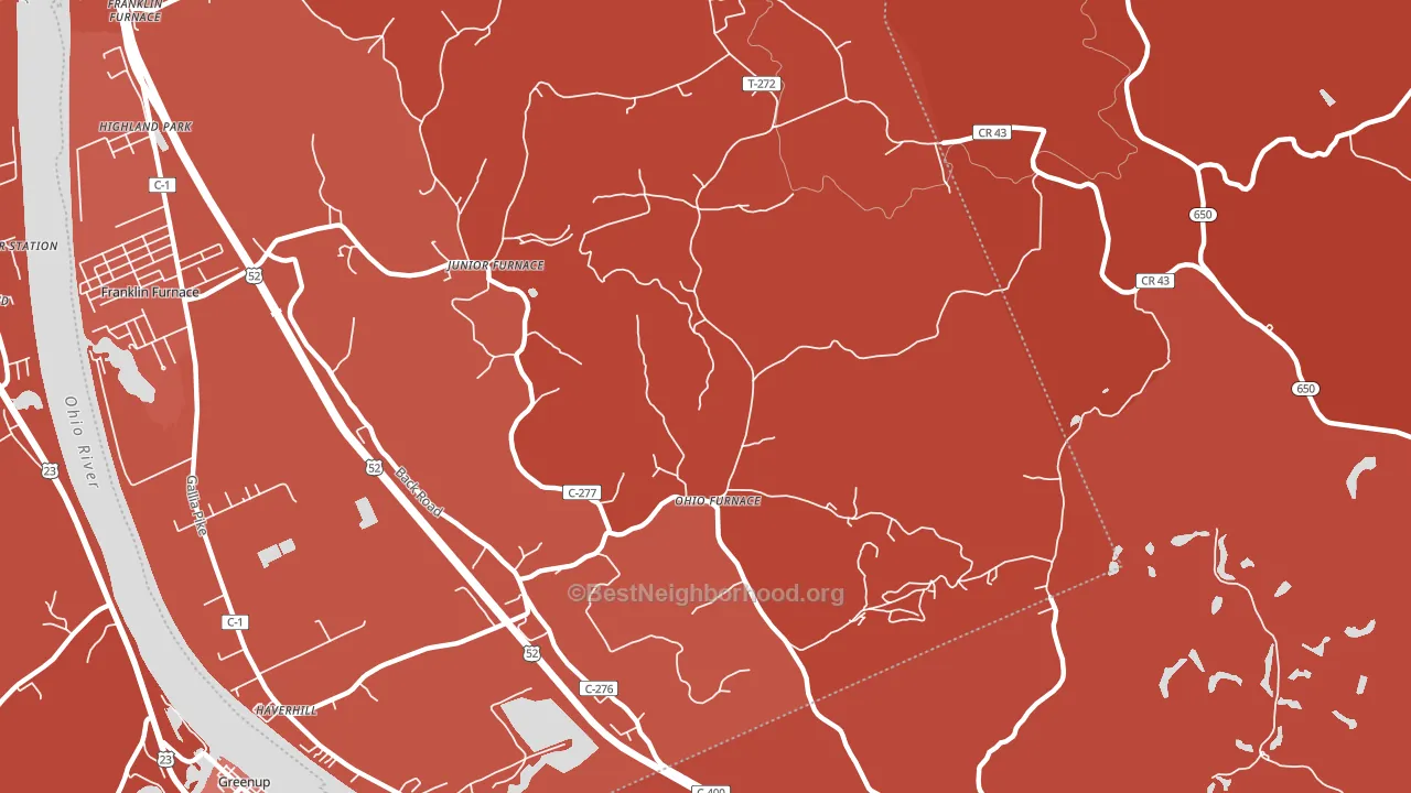 Ohio Furnace, OH block-group political-lean map