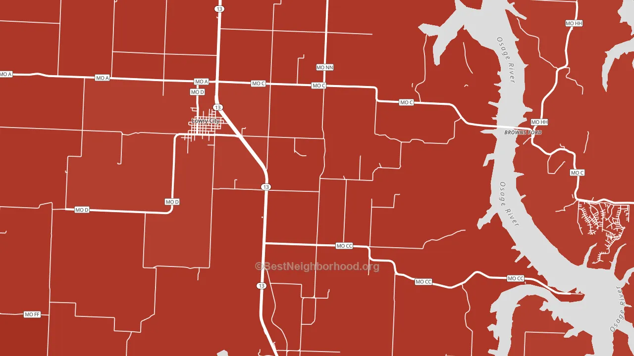 Ohio, MO block-group political-lean map