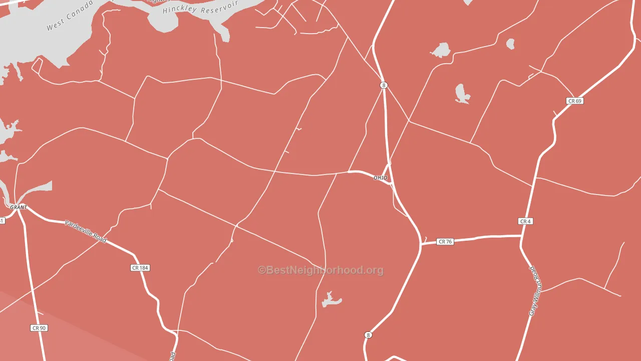Ohio, NY block-group political-lean map