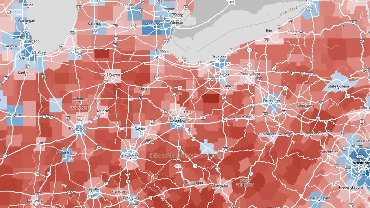 Ohio block-group political-lean map