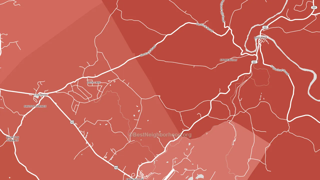 Ohiopyle, PA block-group political-lean map