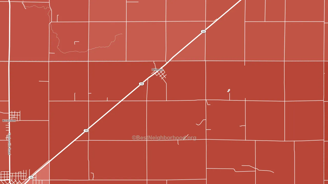 Ohlman, IL block-group political-lean map