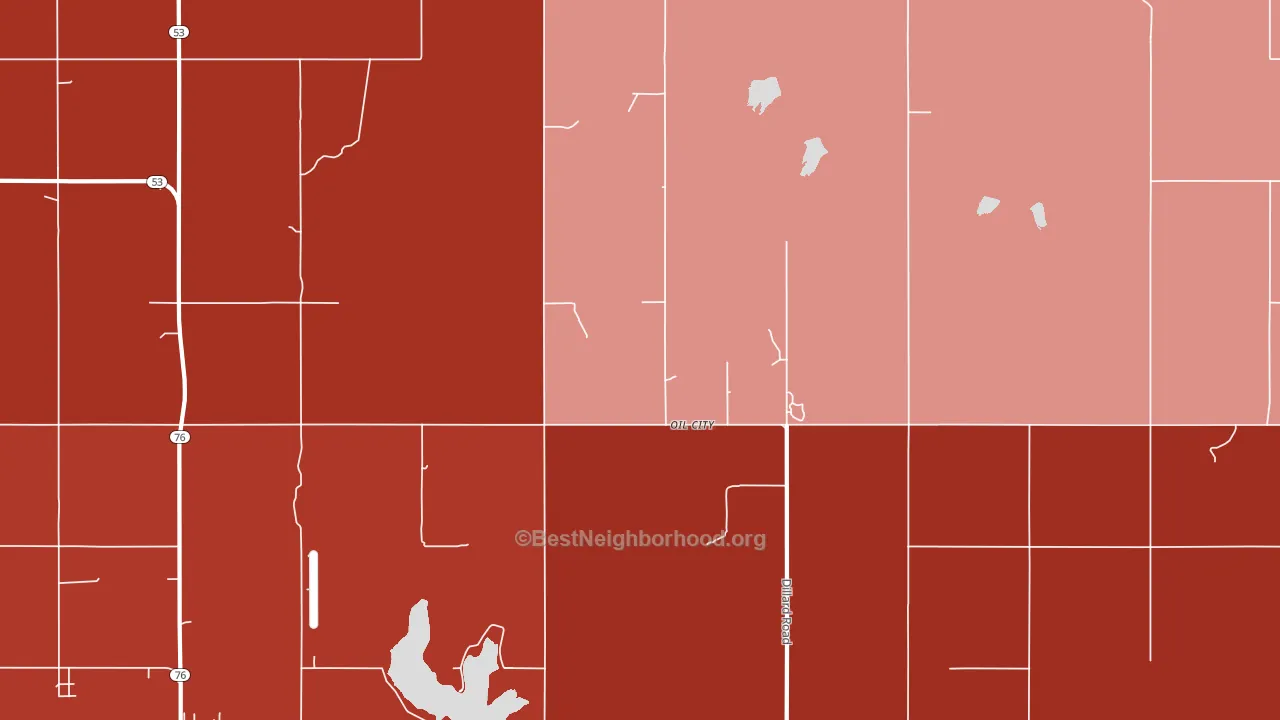 Oil City, OK block-group political-lean map