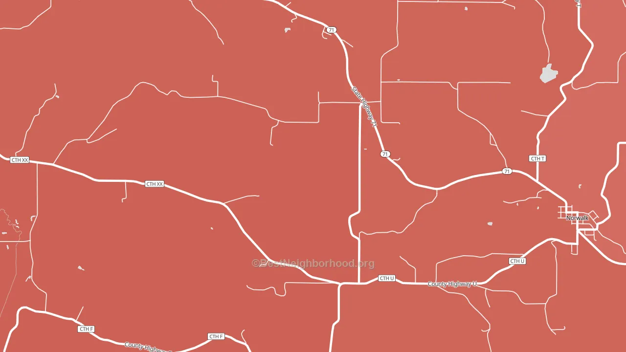 Oil City, WI block-group political-lean map