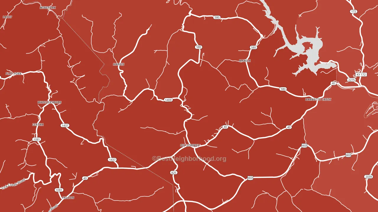 Oil Springs, KY block-group political-lean map