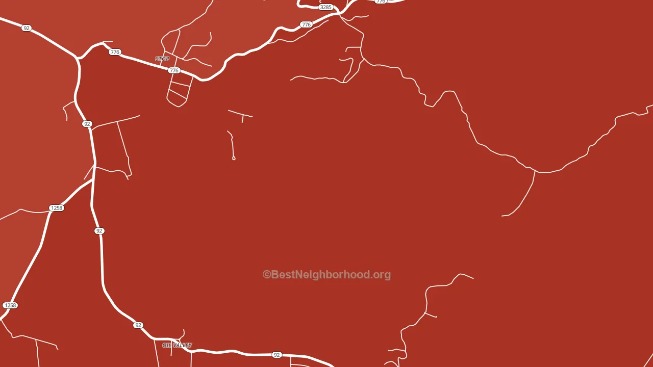 Oil Valley, KY block-group political-lean map