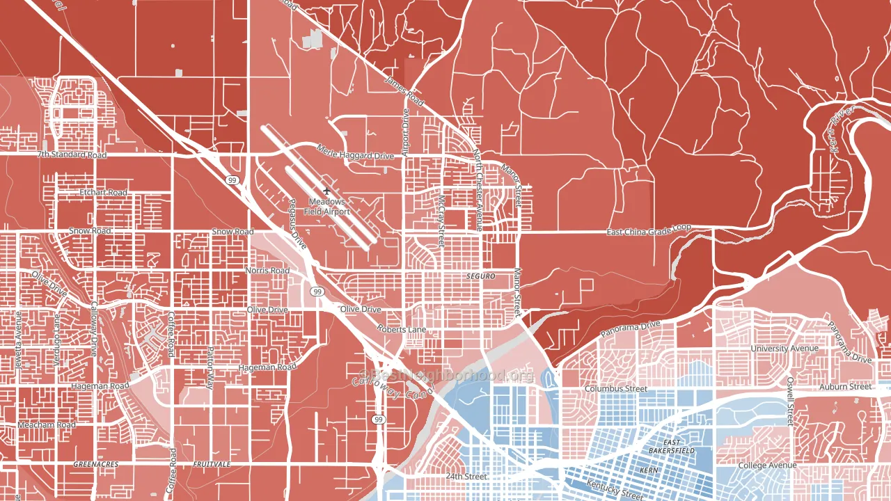 Oildale, CA block-group political-lean map