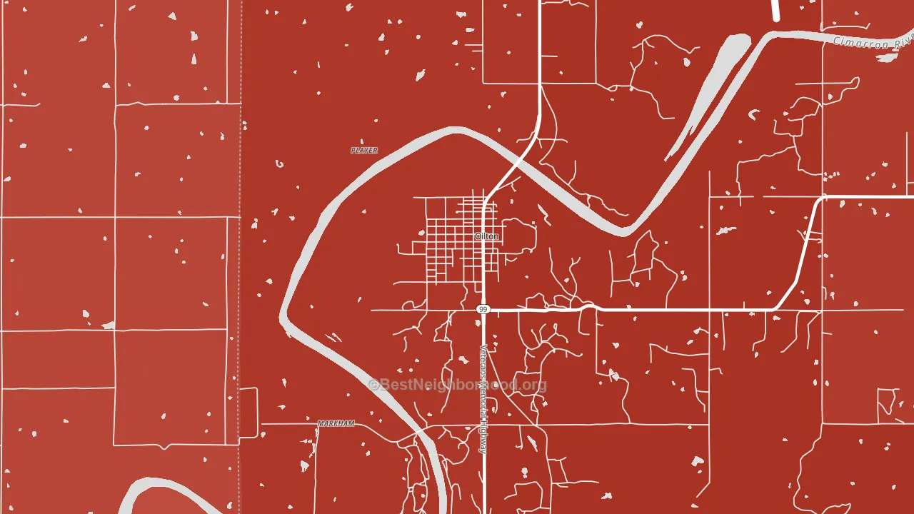 Oilton, OK block-group political-lean map
