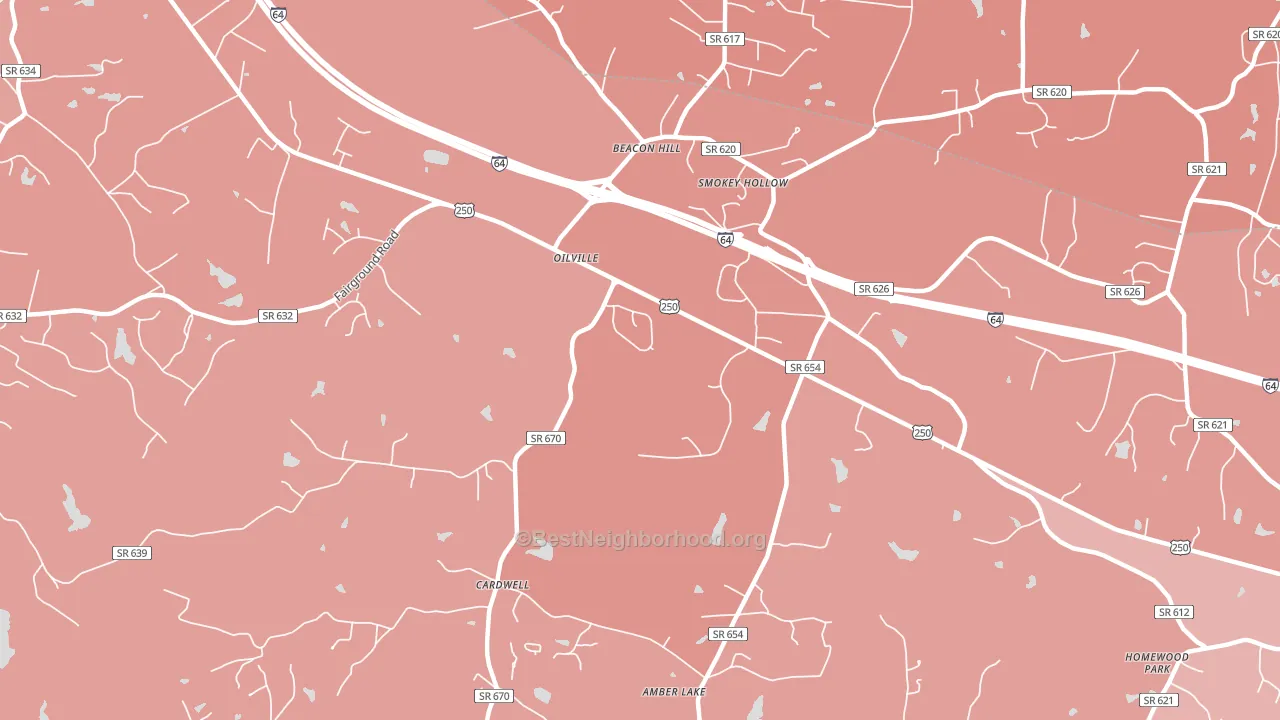 Oilville, VA block-group political-lean map