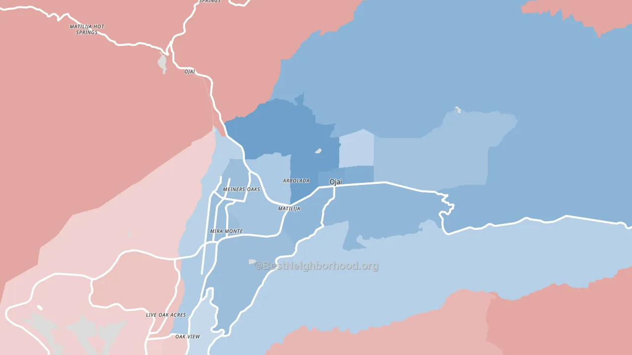 Ojai, CA block-group political-lean map