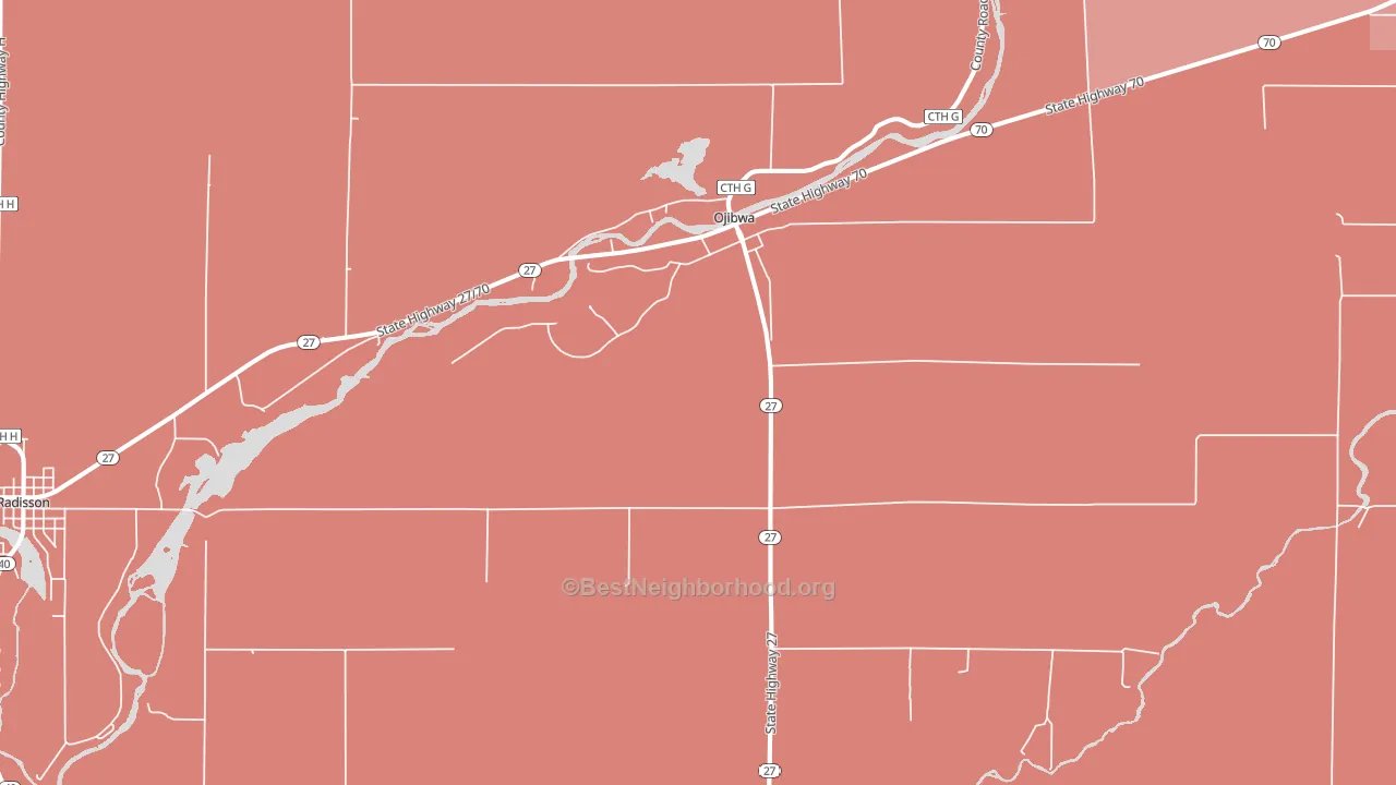 Ojibwa, WI block-group political-lean map
