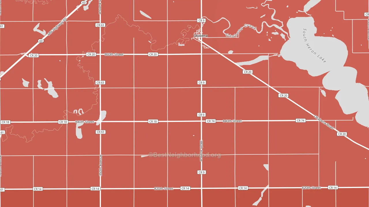 Okabena, MN block-group political-lean map