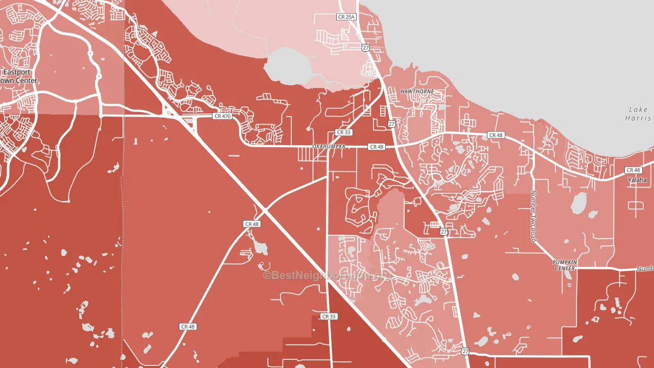 Okahumpka, FL block-group political-lean map