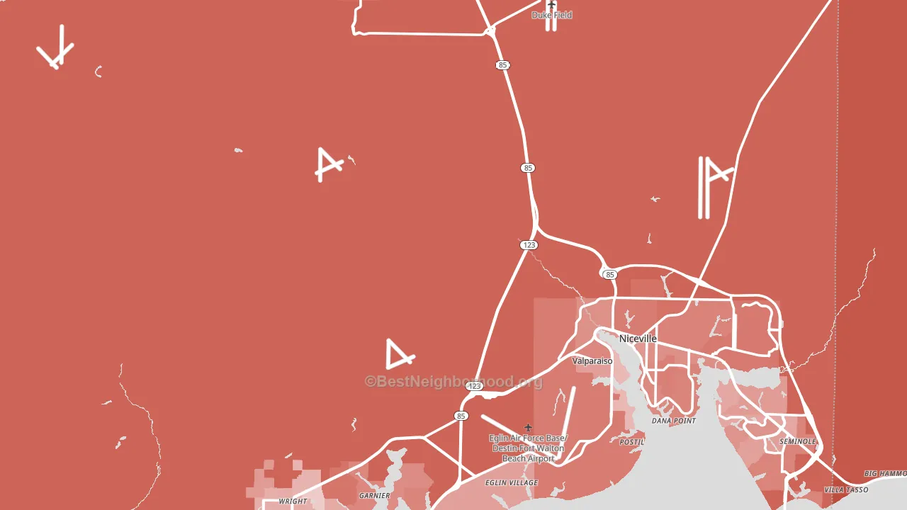 Okaloosa County, FL block-group political-lean map