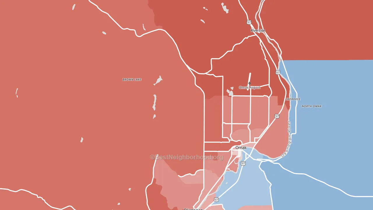 Okanogan County, WA block-group political-lean map