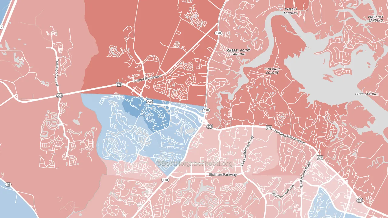 Okatie, SC block-group political-lean map