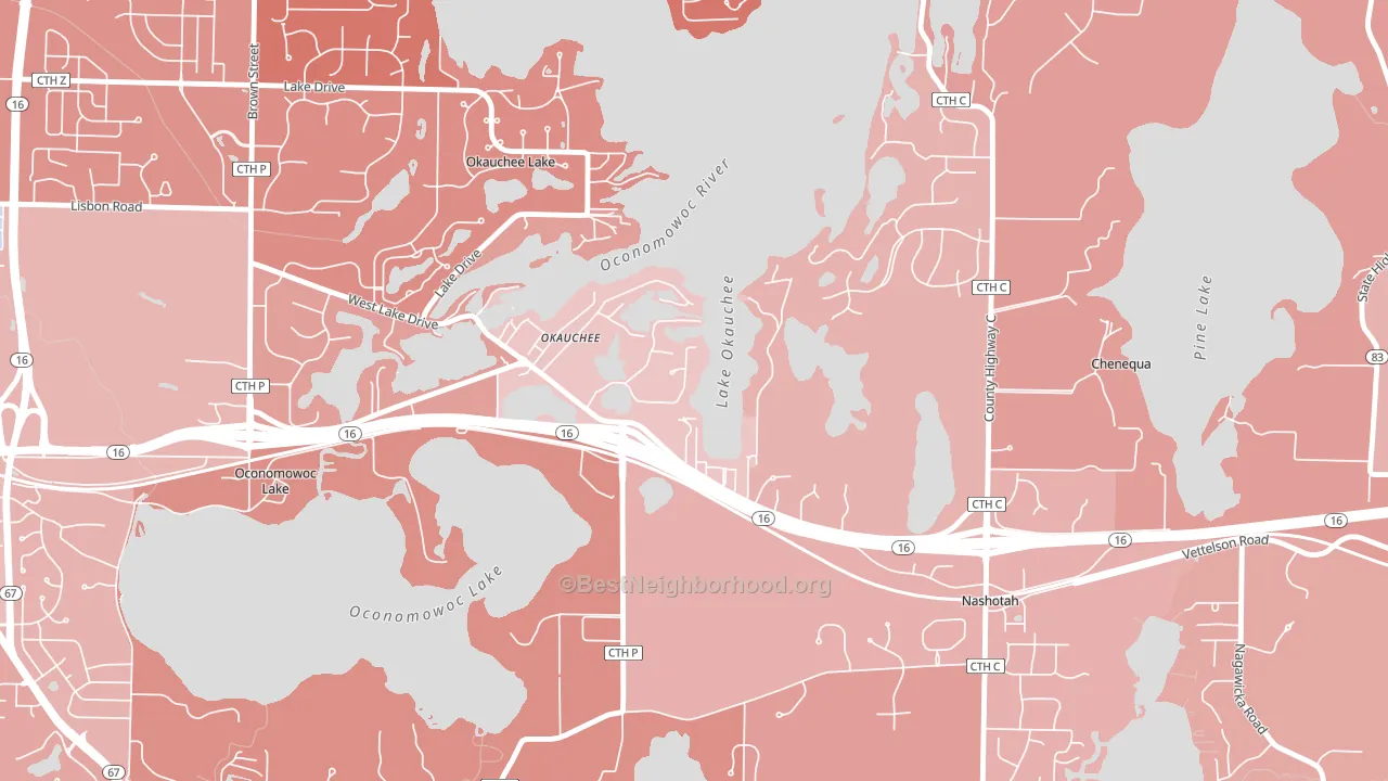 Okauchee Lake, WI block-group political-lean map