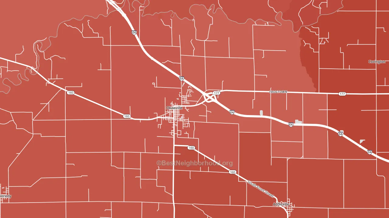 Okawville, IL block-group political-lean map