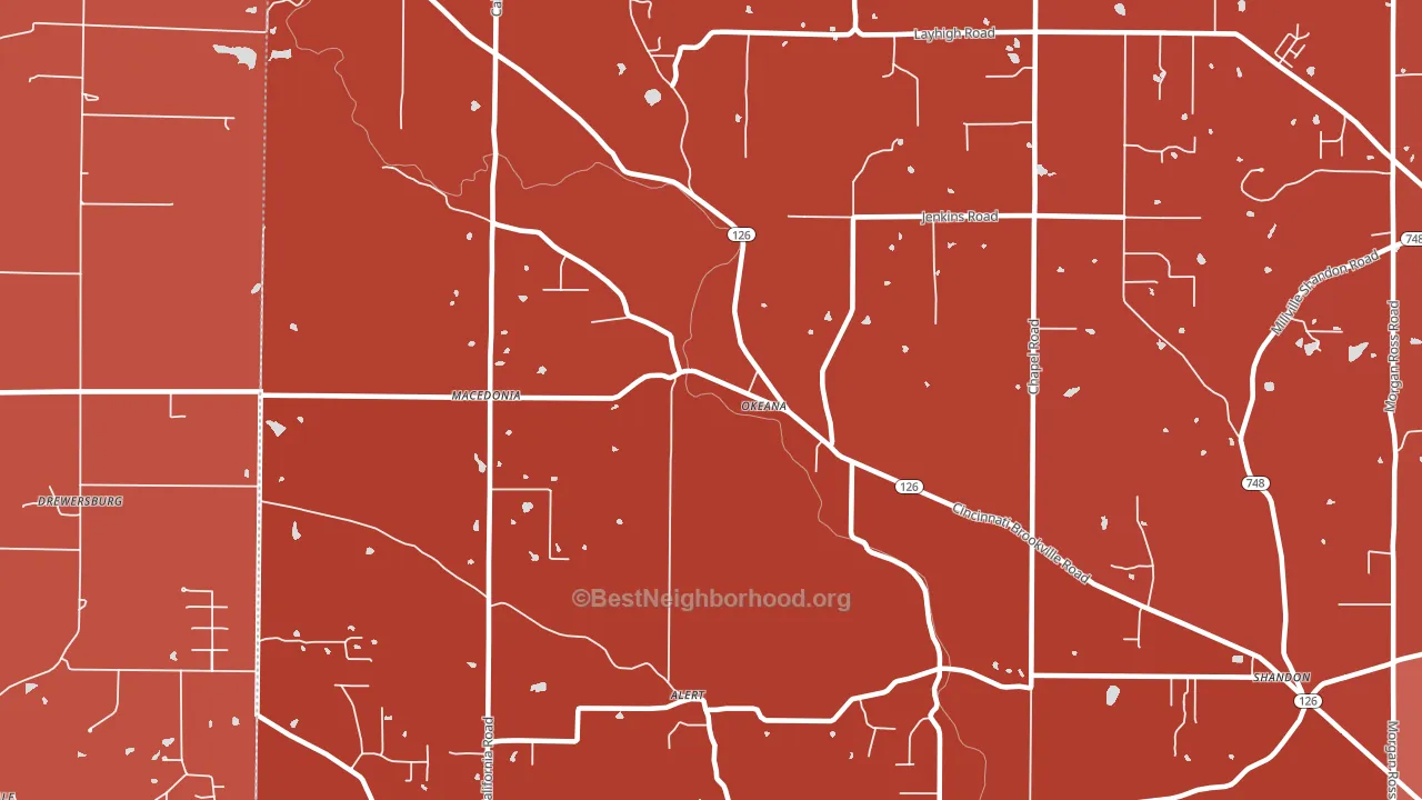 Okeana, OH block-group political-lean map